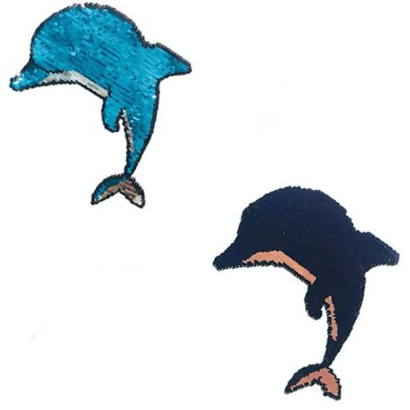 

Patch deal with it clothes t shirt women Diy AB Dolphin Reversible change color sequins biker patches for clothing Cute Stickers