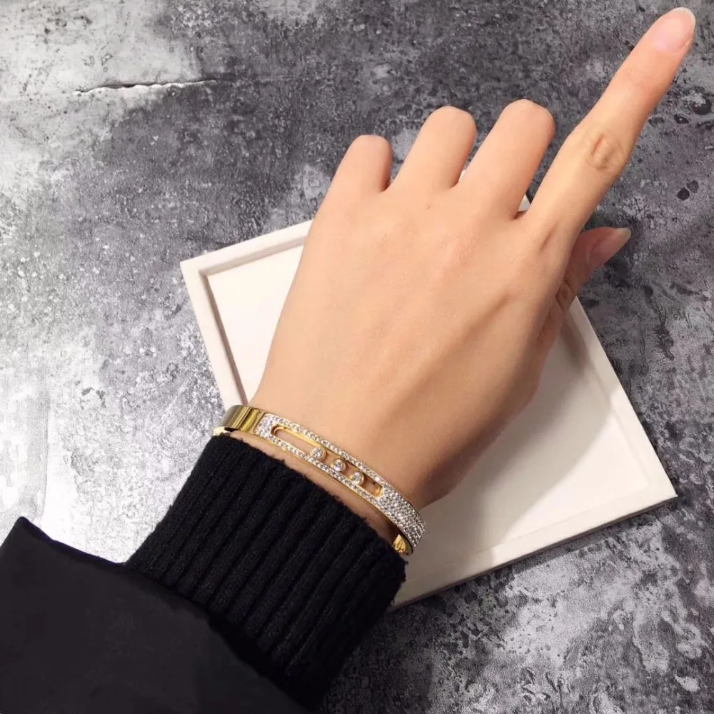 

J.K Woman Brand Bangles with Top Austrian Rhinestone Crystal Fashion Rose Gold Jewelry Three it can move Crystal bangle bracelet
