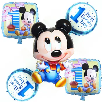 

5pcs / Happy Birthday Party Decorative Balloons Mickey 18-inch Asterisk Hernia Foil Balloon Baby 1st Birthday