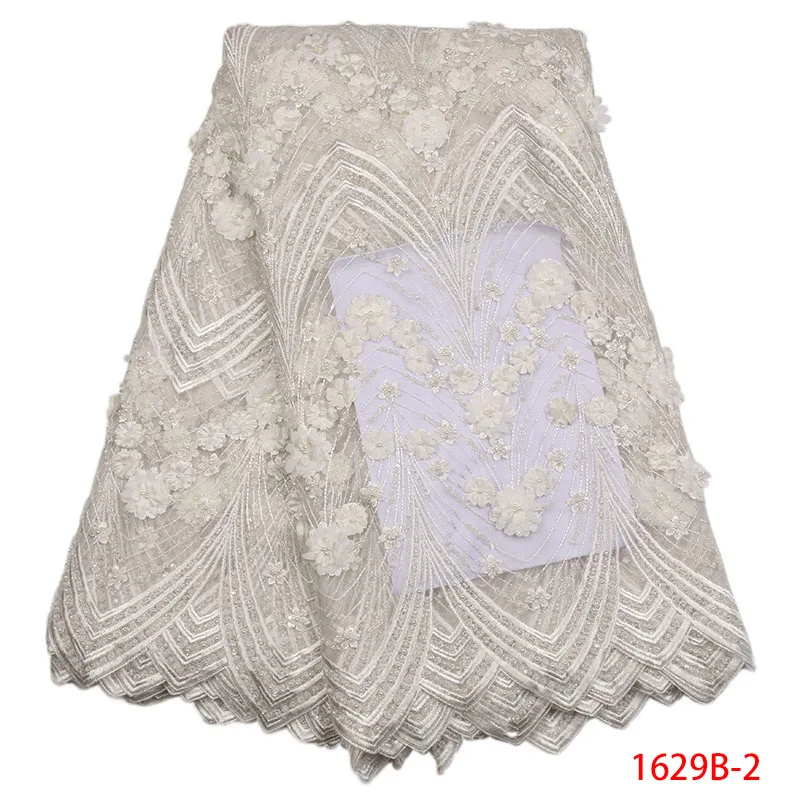 

White African Lace Fabric High Qulaity Bridal Fabric Handmade Beaded Embroidery 3d French Lace Fabric For African Lace XZ1629B-2