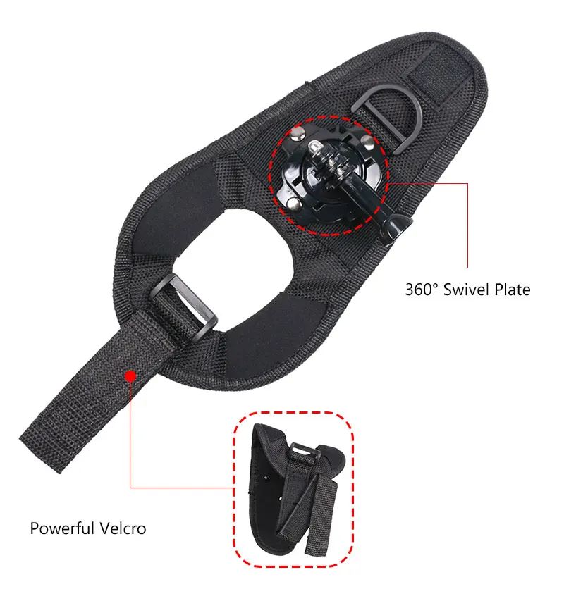 Glove Wrist Band 360 Degree Swivel Rotation Hand Strap Belt Tripod Mount For GoPro Hero 543+ For Go Pro SJCAM SJ4000 GP127L (2)