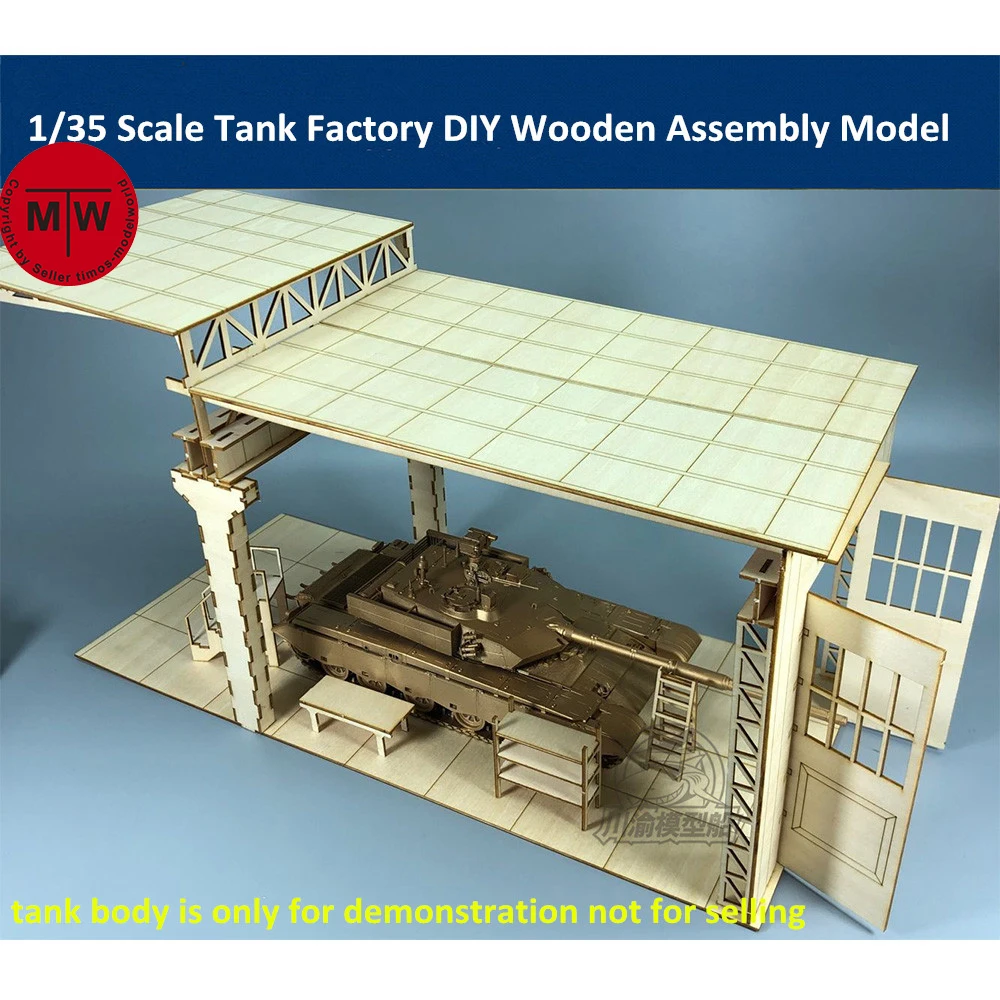 

1/35 Scale Tank Factory Garage Repair Shop Tank Scene Diorama DIY Wooden Assembly Model Kit