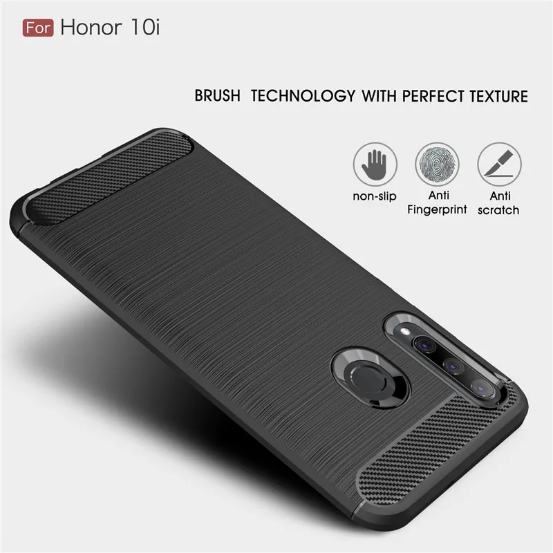 Чехол для телефона из углеродного волокна Huawei Honor 10i чехол мягкого ТПУ задняя