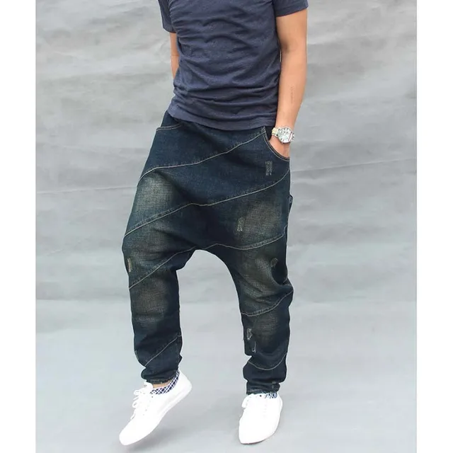 Mens Elastic Waist Jogging Dancing Baggy Harem Pants Loose Jeans Mens Elastic Waist Jogging Dancing Baggy Harem Pants Loose Jeans