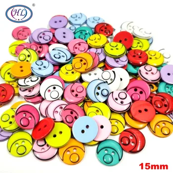 

HL 100pcs 15MM Mixed Color Resin Buttons Cartoon Children's Apparel Sewing Accessories DIY Crafts Scrapbooking