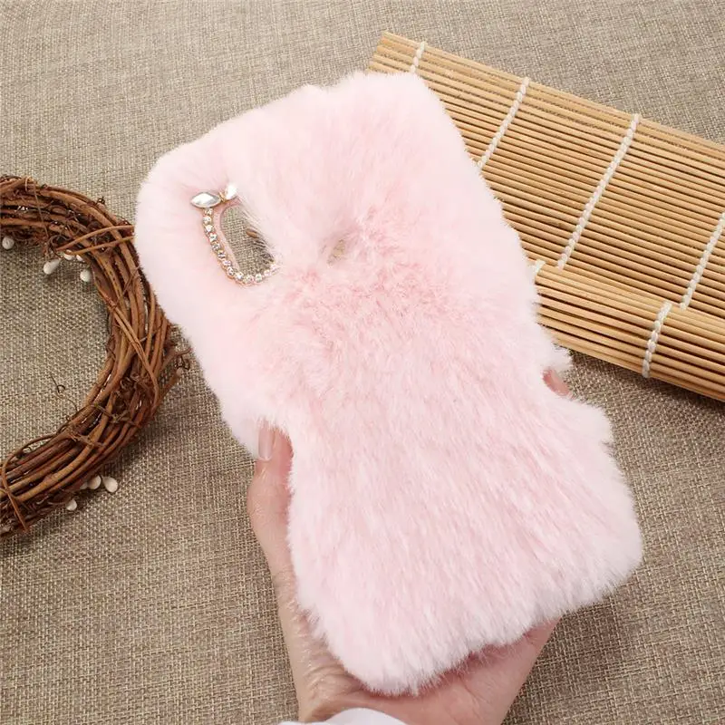 

Fashion Fluffy Winter Soft Rabbit Hair Phone Case For Huawei P20 P20PRO/LITE P8 P9 P10 Lite Mate9 Mate10 Y9 Bling Diamond Cover