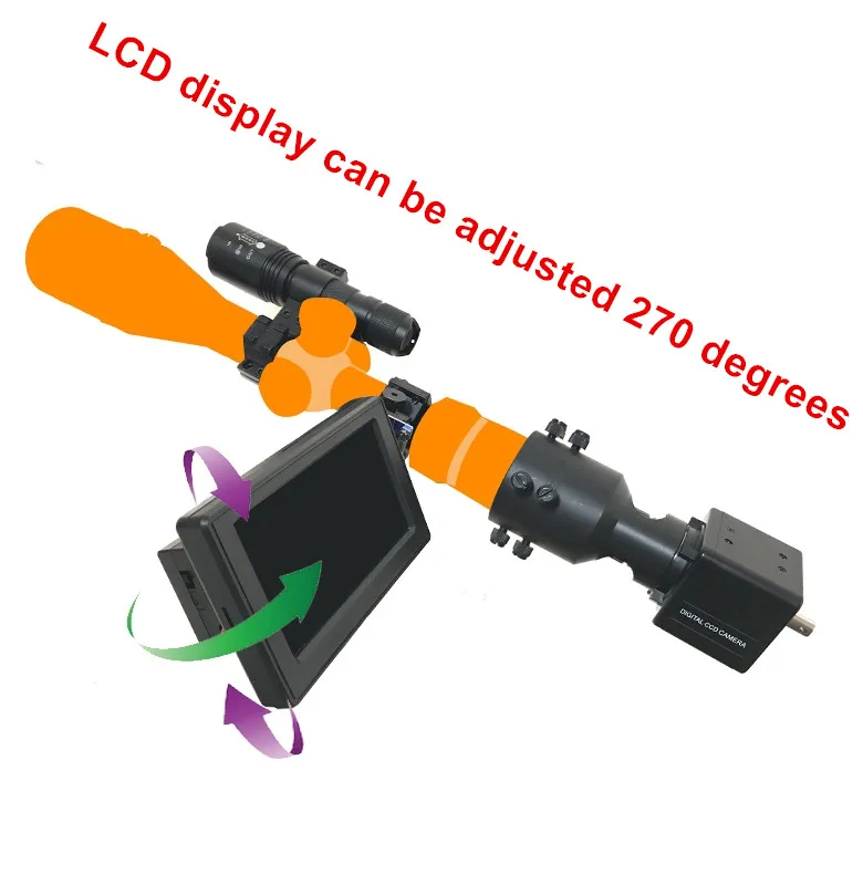 

Brightness adjustable Rifle Scope Add On DIY Night Vision Scope with 4.3 inch LCD Screen and IR Torch Day and night dual use