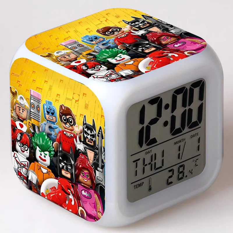 

Game Figurine Batman LED Alarm Clock Colorful Touch Light Desk Decoration Anime Action Figures Toys for Children