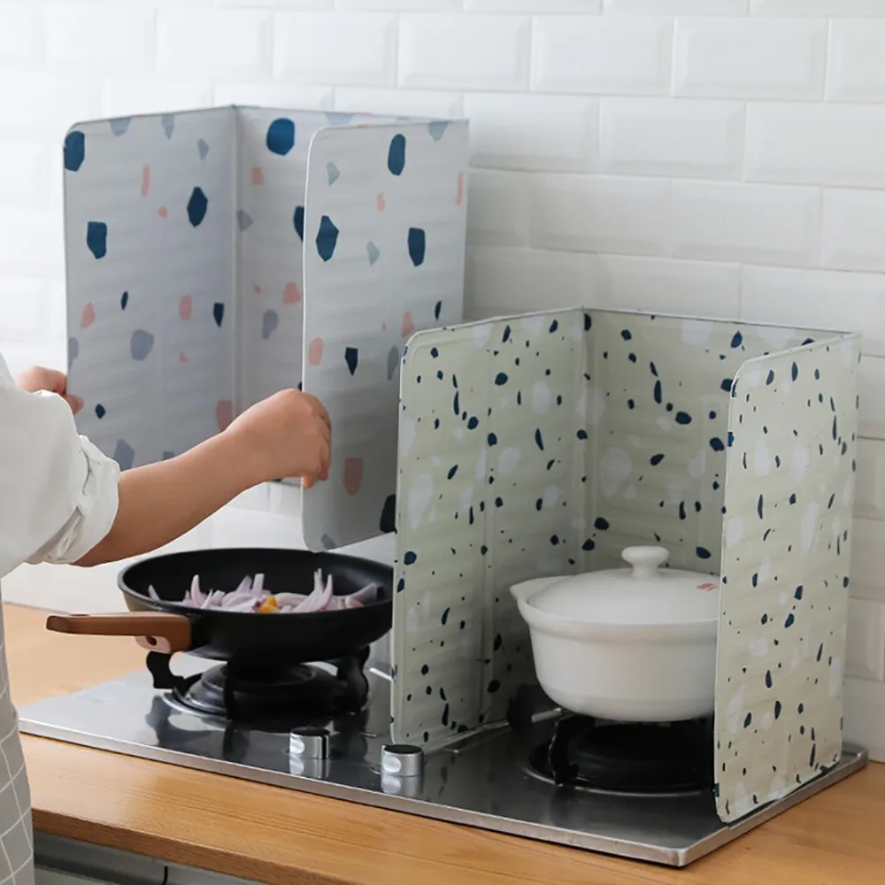 

2PC Kitchen Grease Foil Insulation Block Oil Splash Plate Cooker Cooking Baffle Tinfoil Board Aluminum Foil Anti Splash Guard