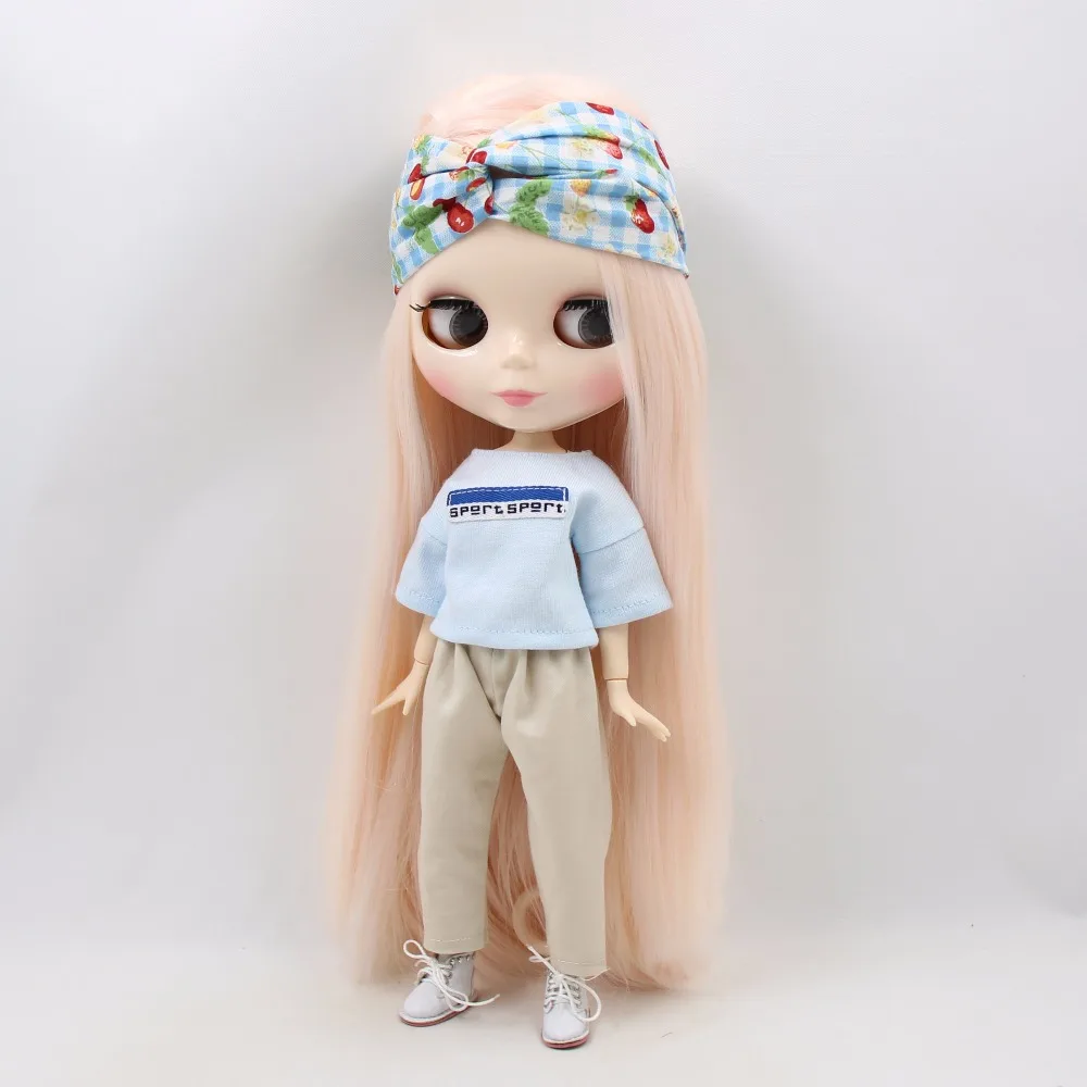 Ледяная кукла DBS Blyth 1/6 bjd бледно розовые волосы сторона пробор белая кожа
