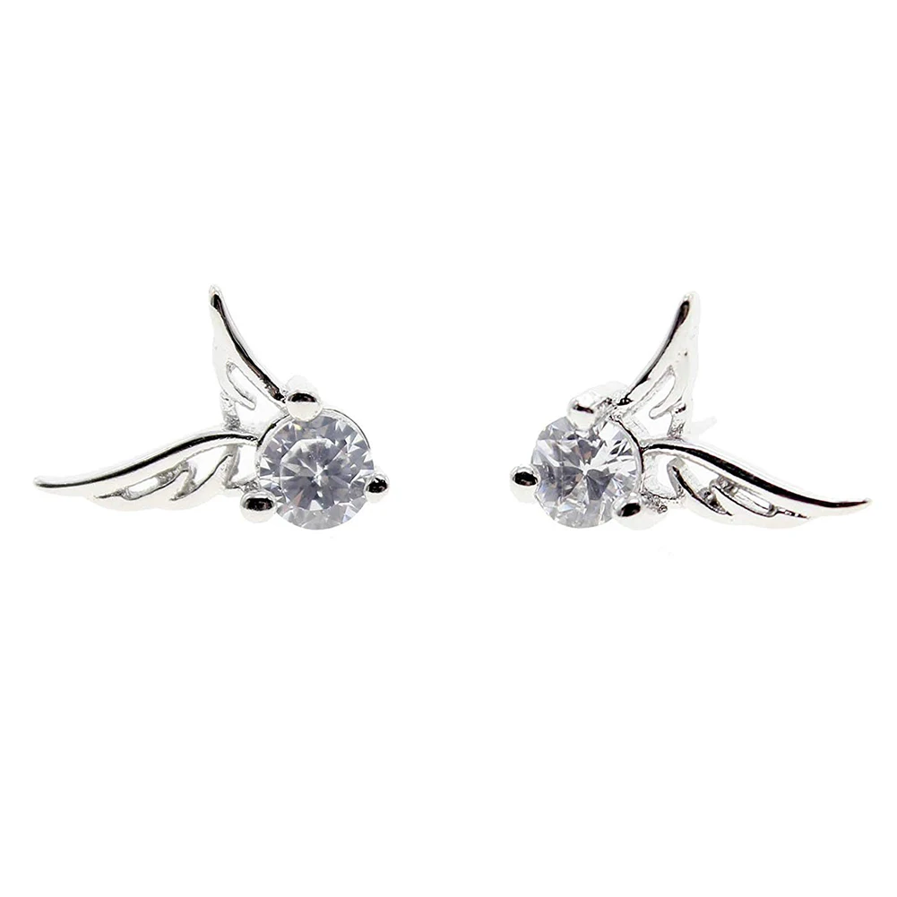 1 Pair Fancy Zircon Angel Wings Shape Earrings Shining Pierced Ear Studs Elegant Jewelry For Women Girls | Украшения и аксессуары