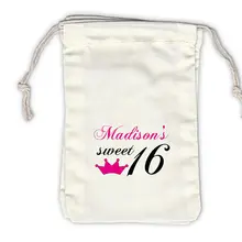 Пользовательские сладкий 16 Корона День рождения Baby Shower похмелье комплект ювелирных изделий пользу муслин Сумки крещение Партия мешочек