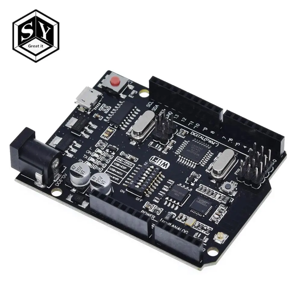 Great IT UNO + WiFi R3 ATmega328P ESP8266 (32 Мб памяти) Φ CH340G для Arduino Uno NodeMCU WeMos новое