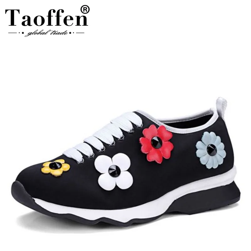

TAOFFEN 2019 Fashion Women Flats Shoes Round Toe Slip On Flower Leisure Shoes Spring New Daily Shoes Women Footwear Size 34-39