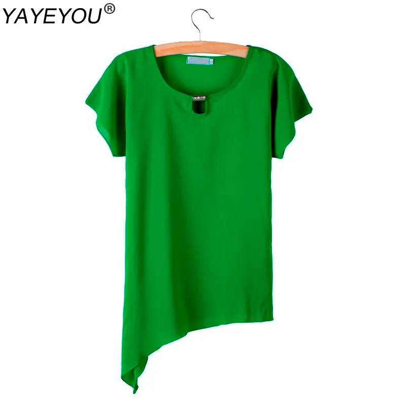 

YAYEYOU Woman Shirts Summer Tops Fashion Chiffon Solid Top Butterfly Sleeve Shirt Sweet Black Green Yellow S-XXL