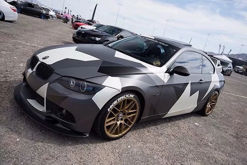 Black Grey White Camouflage Vinyl Film Wrap-1