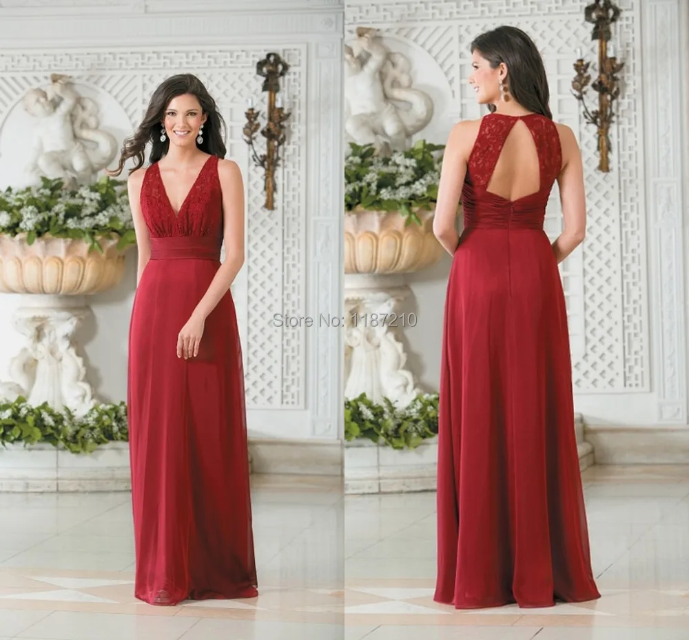long crimson dress