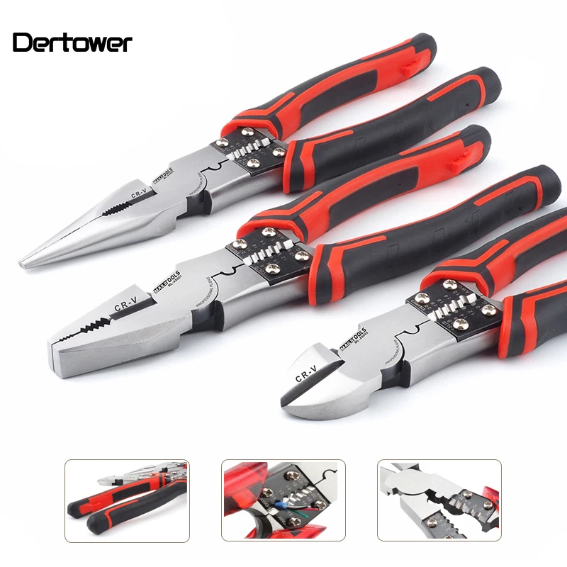 

Professional Tools Wire Pliers Set Stripper Crimper Cutter Needle Nose Nipper Wire Stripping Crimping Multifunction Hand Tools