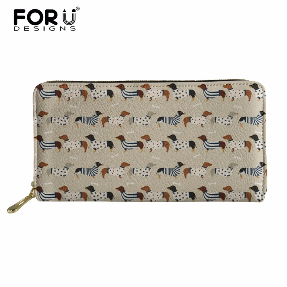 FORUDESIGNS Doxie Собака Такса 3D печать женские кошельки кожаный женский кошелек