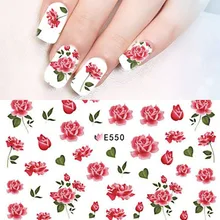 1 лист красный цветочный цветок 3d клей для ногтей наклейки-слайдеры Super Thins Bloomy розовые блестки для ногтей наклейки Красота Советы украшения BEE550