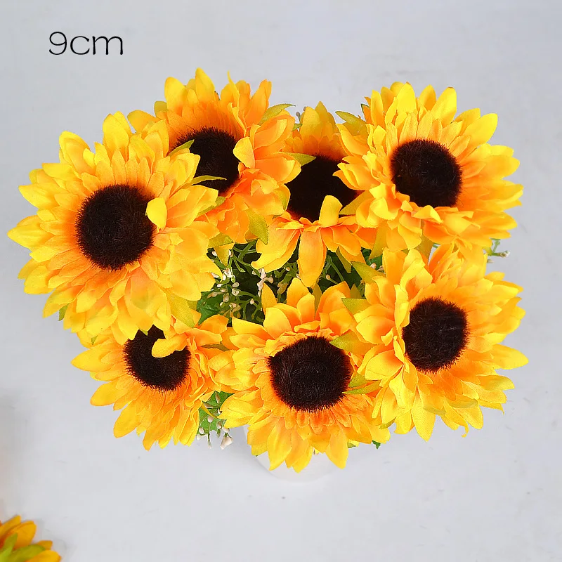 7 Heads Beauty Fake Sunflower Artificial Silk Flower Floral Decors E7X8 S2N3