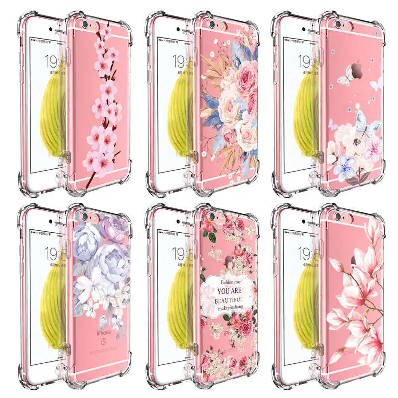 

Phone Case for iphonex 6s/7/8 Plus XS Max XR Luxury Flower Soft case For Galaxy S8 S9 Plus Transparent Shockproof TPU Case Cover