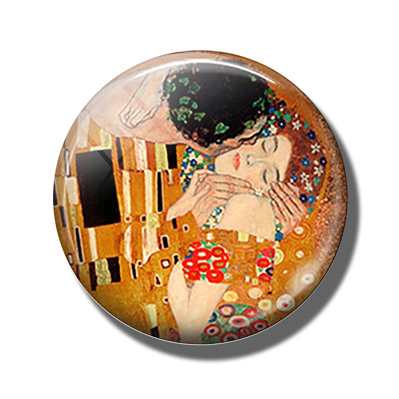 Gustav Klimt Art 30 мм магнит на холодильник стеклянный кабошон Альфонс Муха холодильник стикер держатель для заметок домашний Декор подарок для влюбленных - Цвет: PACK OF 1