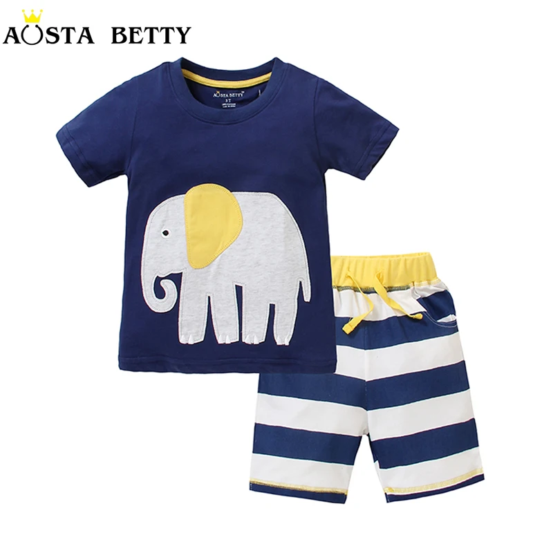 Boy Summer Clothing Set Blue Short Sleeve Tshirt and Blue ...