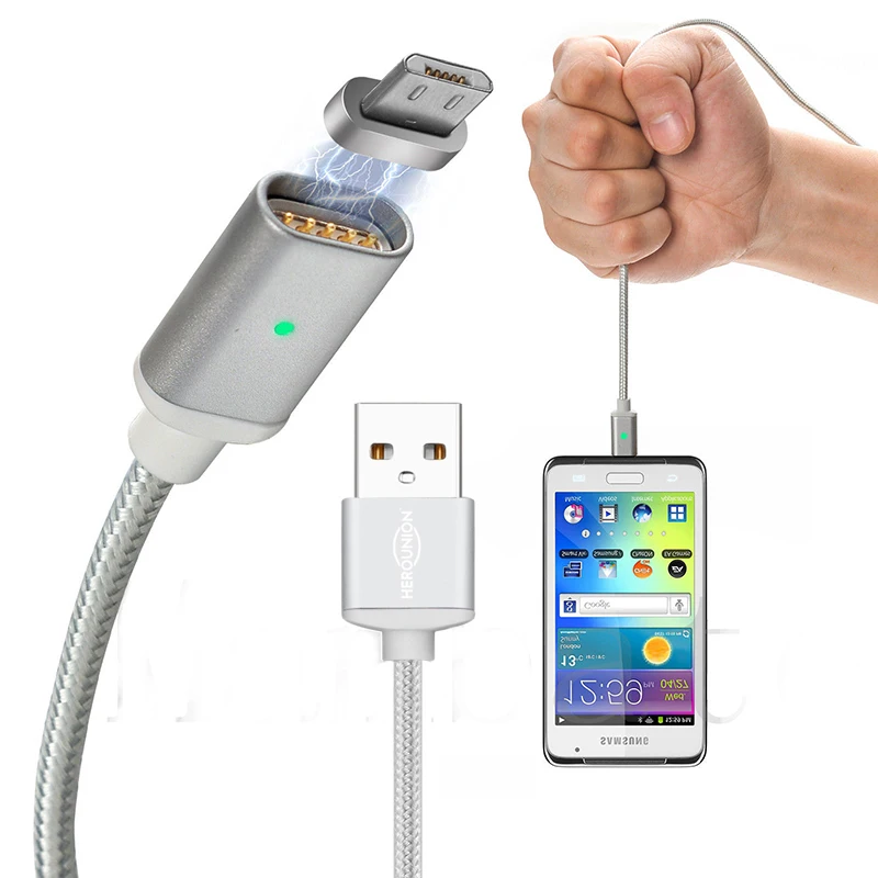 1 м нейлоновое магнитное зарядное устройство Micro USB для мобильных телефонов Xiaomi Huawei Android 2.1A Быстрая зарядка Магнит Micro USB кабель для передачи данных