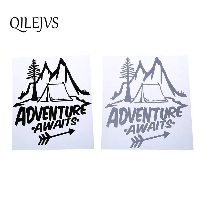 

20CM*18CM ADVENTURE AWAITS A Camping Greatested Vinyl Car Sticker Beautiful Window Decal