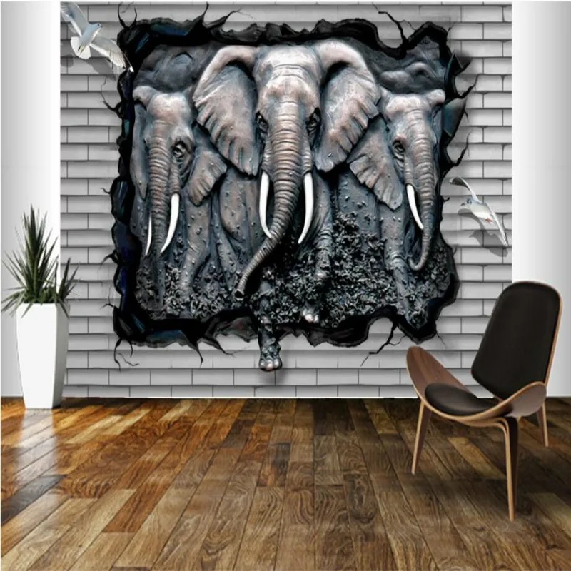 3D Elephant relief wall background Wallpapers for Walls 3d Wall Paper