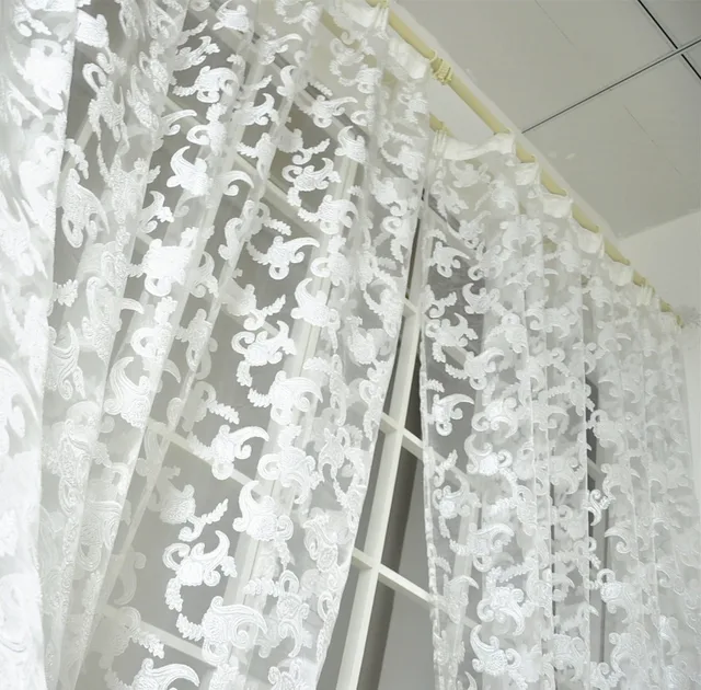 Napearl European Style Organza Jacquard Sheer Fl Design White Napearl European Style Organza Jacquard Sheer Fl Design White Cream Rustic Tulle Curtain For Living Room