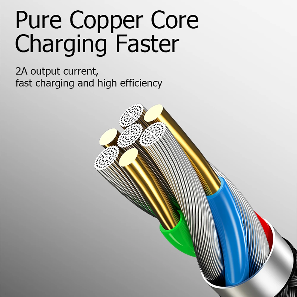 QC 3.0 مزدوجة الكوع الهاتف المحمول USB كابل بيانات المصغّر USB نوع C كابل لسامسونج غالاكسي S9 S8 زائد كابل الشاحن