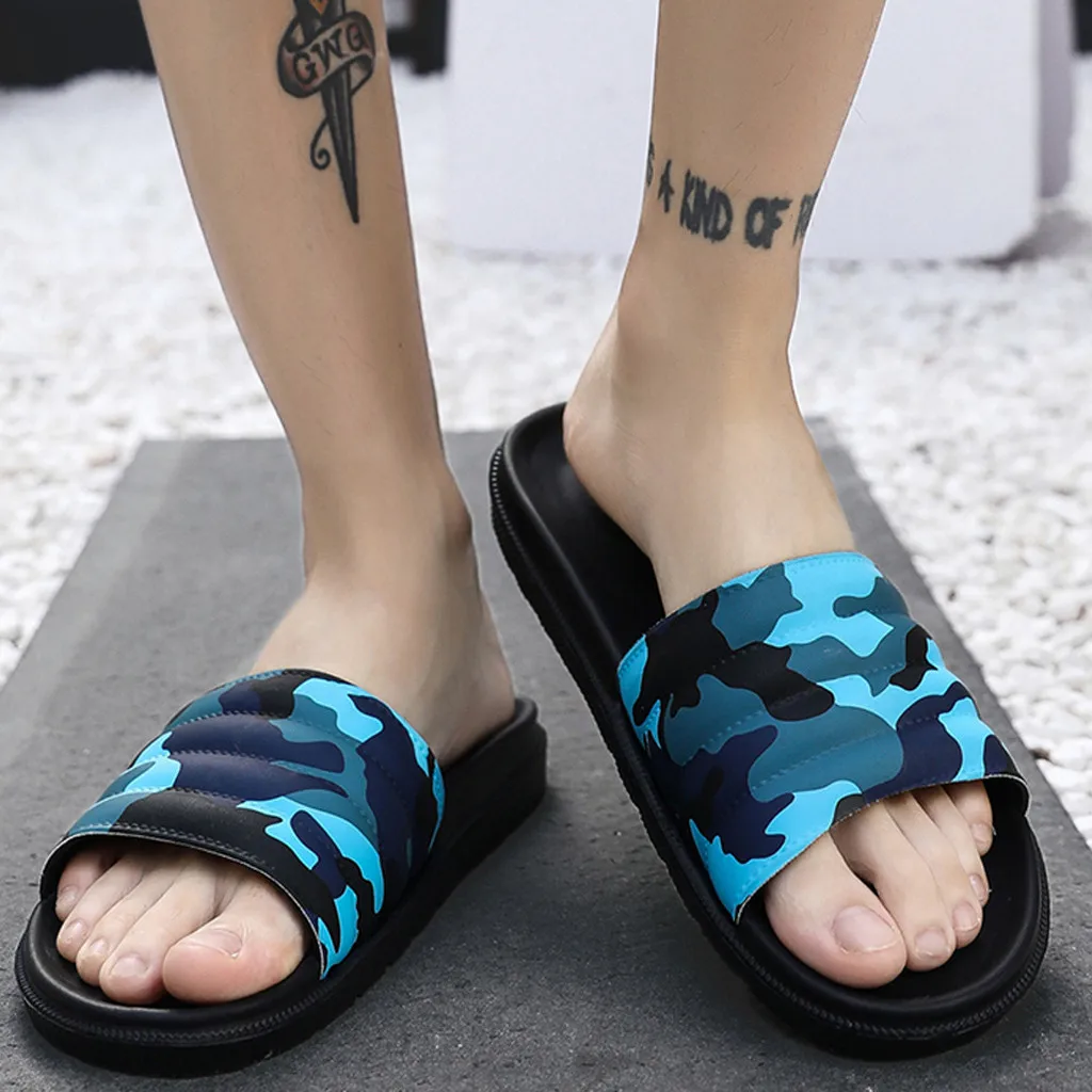 Men Summer Outdoor Comfortable Slippers Fashion Camouflage Non-Slip Beach Shoes chausson homme для пляжа тапочки#XB20