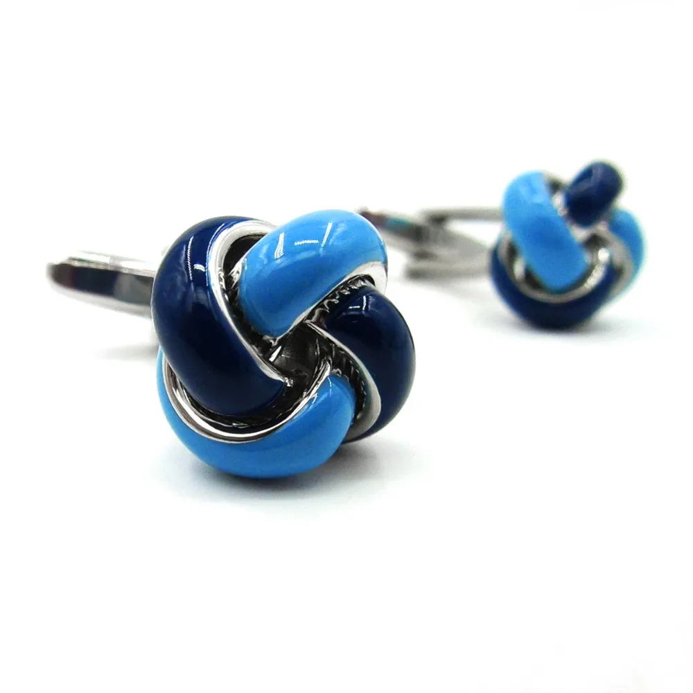 Buy Stainless steel Navy Azure Knot Mens Cufflinks