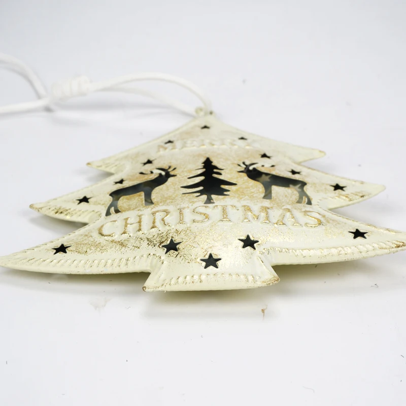 Christmas tree decoration for home metal Christmas star heart Hollow out deer merry Christmas Tree Ornament Decoration supplies