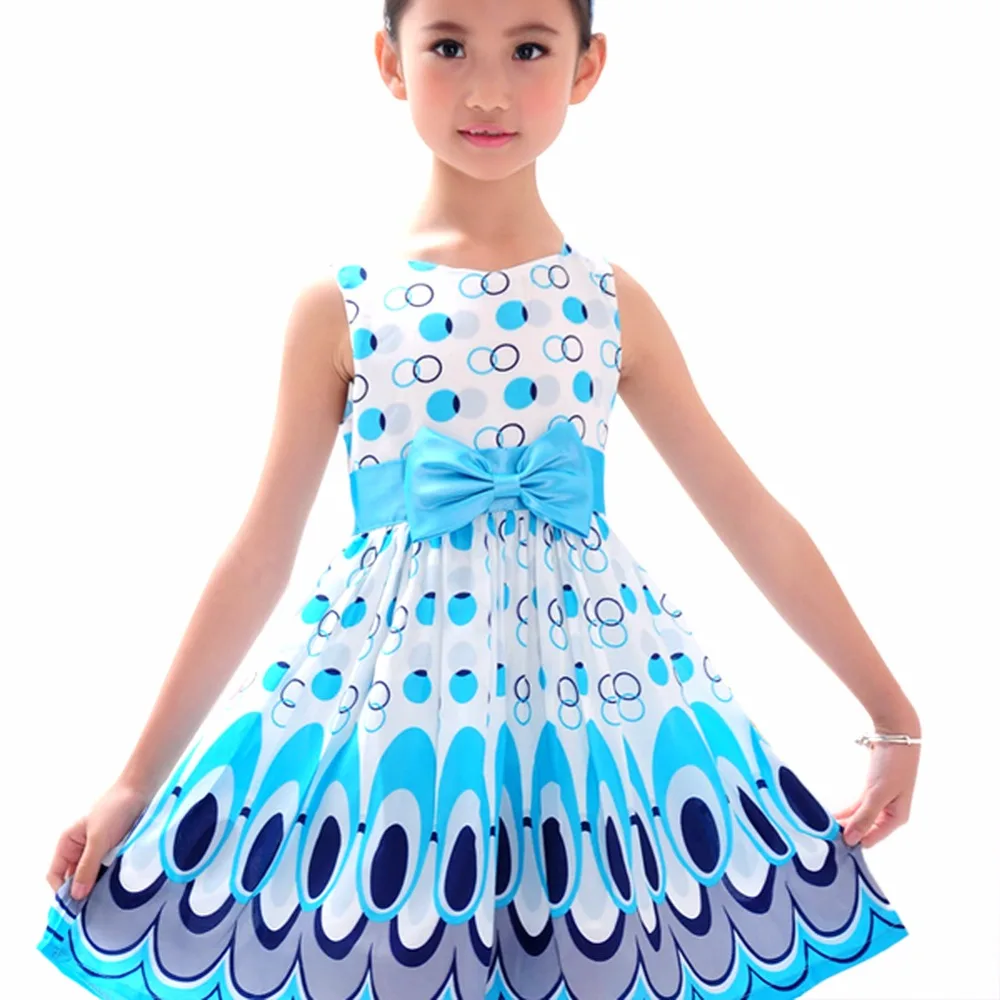 

2-7 Y Summer Infant Flower Pattern Girls Kids girl Dress Princess Bow Tutu Dress