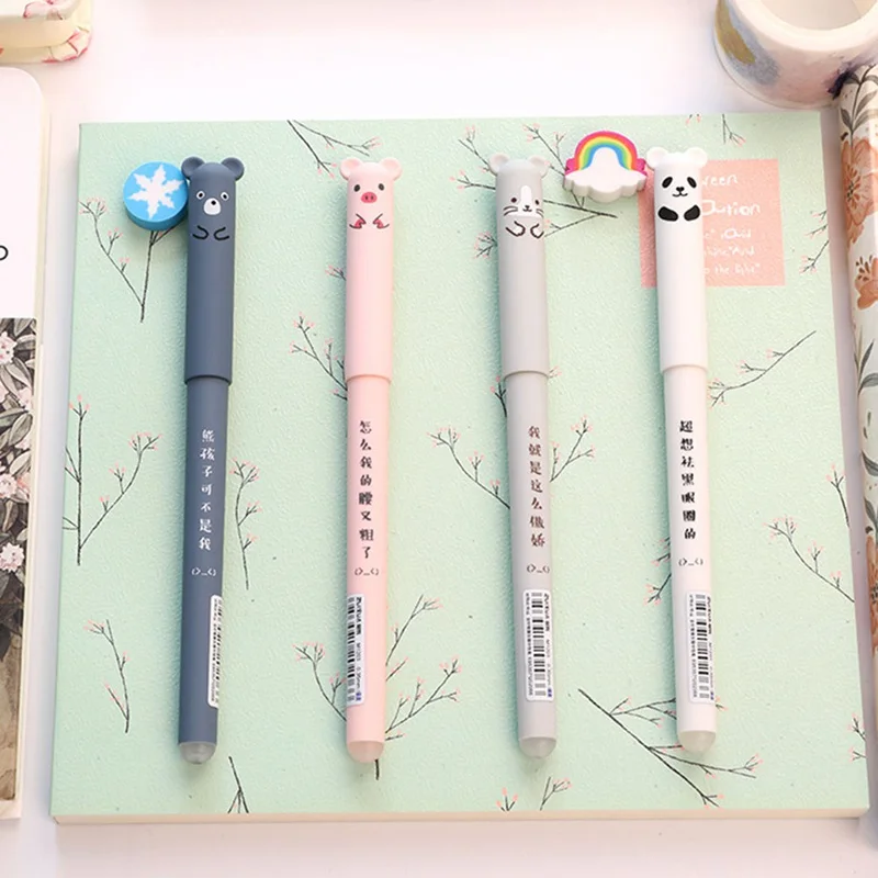 1 шт. Kawaii Pig Panda Bear стираемая бархатная гелевая ручка роллербол школьные