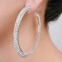 

Large Crystal Hoop Earrings 2018 Full Rhinestone Circle Statement Jewelry silver Earrings For Women Brincos Wholesale 30-60mm