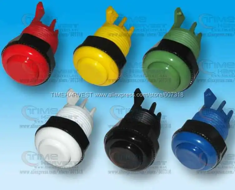 

50pcs American style shorter button arcade buttons 28mm Mounting Hole American Push Button 6 Colour Available Game Machine parts