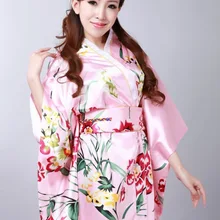 Японский Винтаж Традиция шелковое кимоно-юката платье-кимоно с Оби Один размер H0052-A