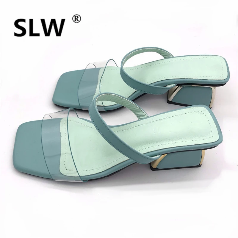 

slipper jelly shoes gladiator sandals women Rome Hoof Heels zomer schoenen Med Solid Color all match woman Slides korean style
