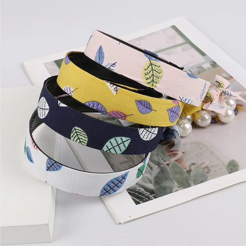 Korean Style Simple Women Headbands Leaves Pattern Printing Head Bands
