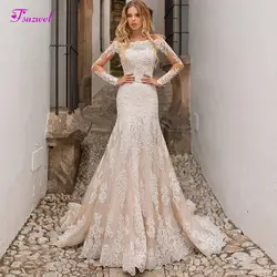 Fsuzwel новый дизайн длинный рукав аппликация Русалка свадебное платье 2019 сексуальный вырез «сердечко» труба невесты платье Vestido de Noiva Плюс