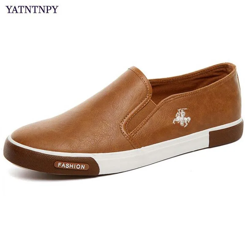 

YATNTNPY Casual men's shoes Pu leather shoes man sneakers, slip-on flat pant shoes comfortable platform shoes big size moccasins
