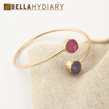 Bisutería Europea Vintage joyería geométrica de resina redonda Druzy asimetría brazalete de mano pulsera ajustable para las mujeres brazaletes Bileklik