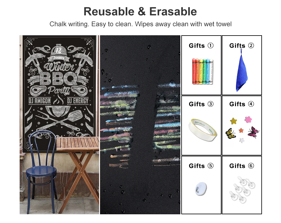 Wall Sticker Chalkboard Blackboard Stickers Paint Chalkboard Planner Decorative Sticker for Kitchen Restaurant Home Decor_07