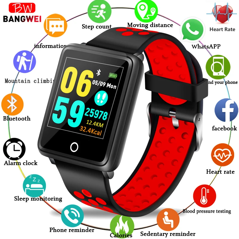 

BANGWEI New Sport Fitness Bracelet Waterproof Watch Blood Pressure Heart Rate Monitor Pedometer Smart Wristband For Android ios