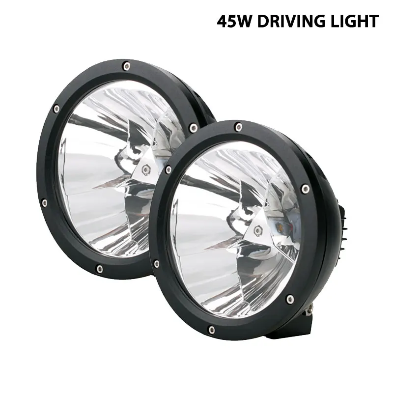 

free shipping pair 6.7in round LED driving light 45W Cannon LED spotlight for 4x4 off-road semi truck trailer Fishing Boating