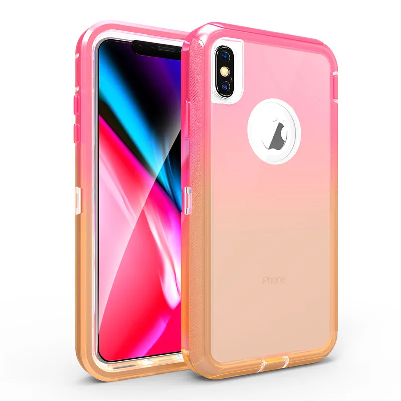 

Front&Back 360 Full-Body Protective Case For iPhone 8 7 6 Plus xr xsmax Clear Crystal Rainbow Colore Anti Knock Hybrid Armor TPU